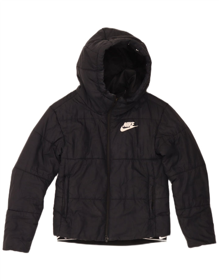 Ženska podstavljena jakna s kapuljačom Nike UK 6 XS, crni poliester
