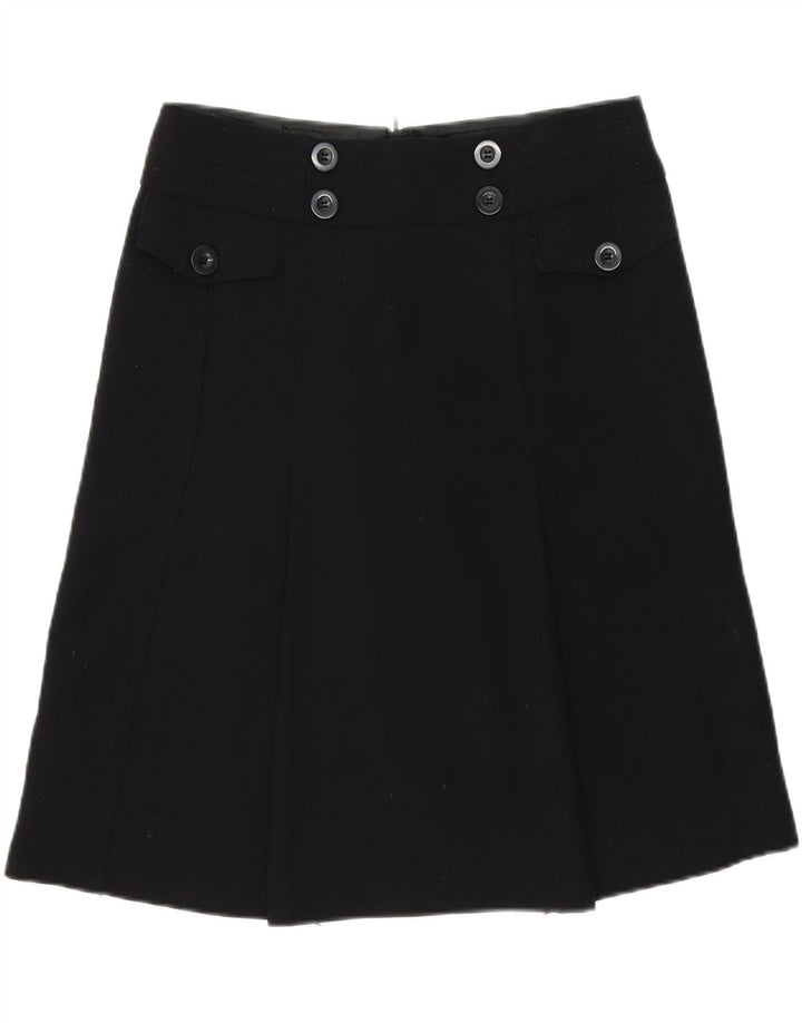 MARKS & SPENCER Womens A-Line Skirt UK 12 Medium W32 Black Polyester Vintage Marks & Spencer and Second-Hand Marks & Spencer from Messina Hembry 
