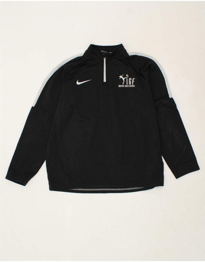 NIKE Boys Dri Fit Pullover Tracksuit Top 13-14 Years XL Black Colourblock Vintage Nike and Second-Hand Nike from Messina Hembry 