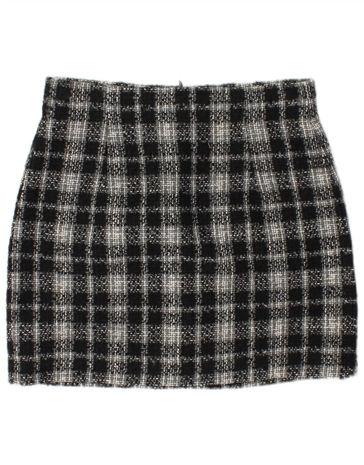 Zara ženska pletena mini suknja mala W26 crni karirani