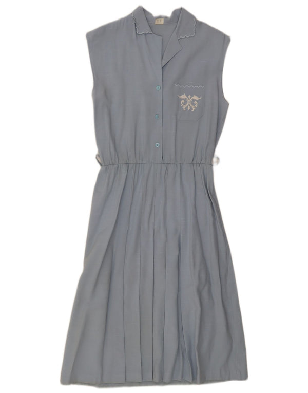 Vintage Womens Sleeveless A-Line Dress IT 44 Medium Blue Viscose
