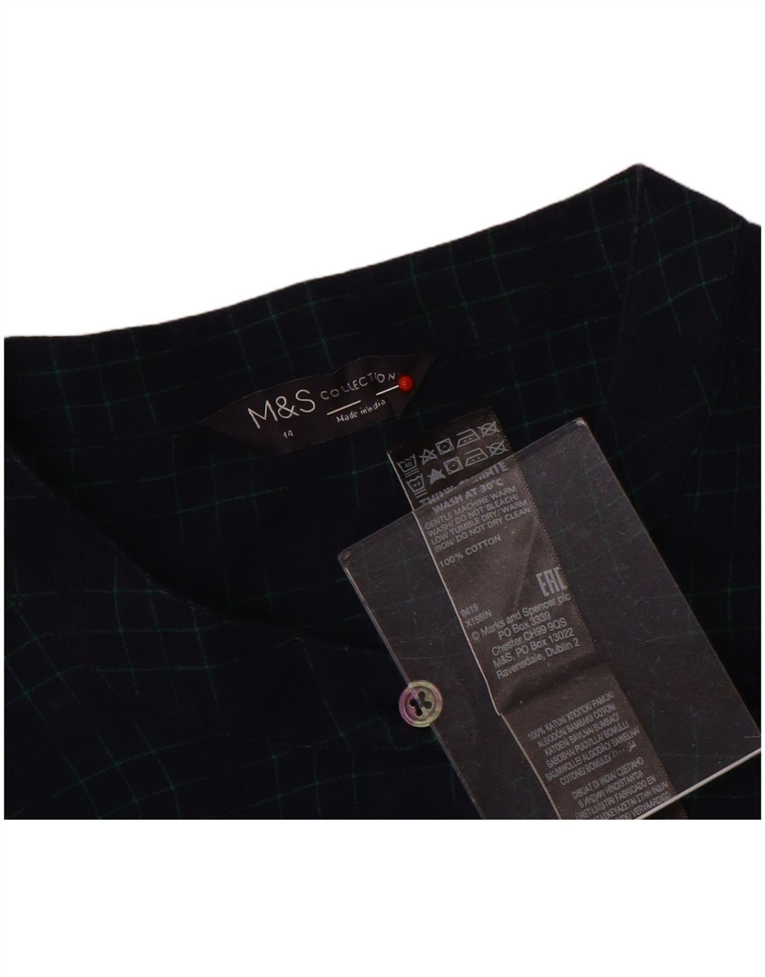 Marks & Spencer ženska košulja UK 14 Veliki tamnoplavi karirani pamuk