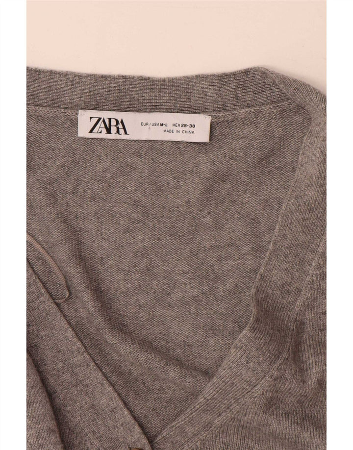 Zara ženski dugi prekomjerni kardigan pulover UK 14 srednje sivo s pjegama