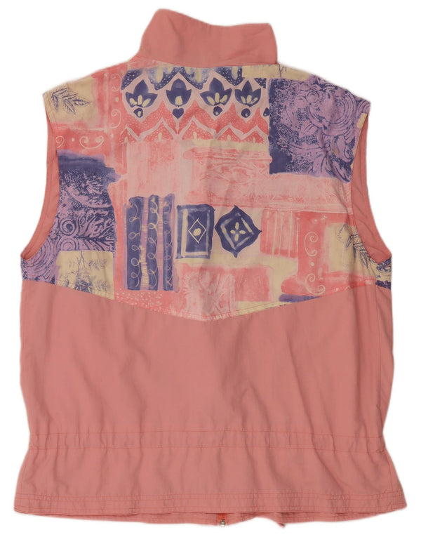 VINTAGE ženska gornja jakna bez rukava UK 20 2XL ružičasta geometrijska