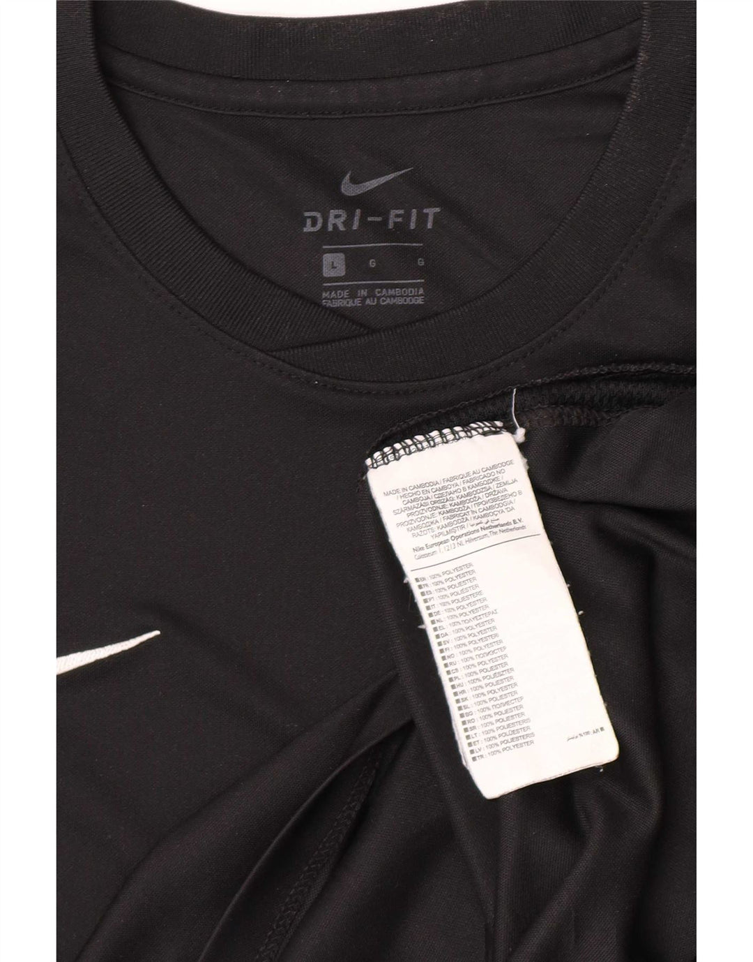 Nike Dri Fit majica kratkih rukava, veliki crni poliester