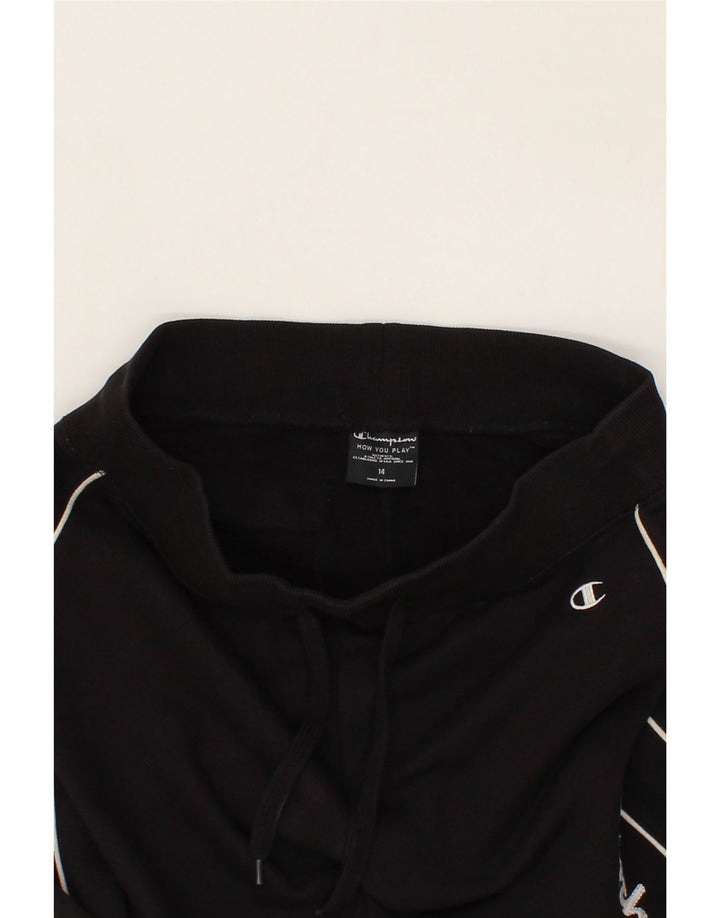CHAMPION Womens Graphic Tracksuit Trousers UK 14 Medium Black Vintage Champion and Second-Hand Champion from Messina Hembry 