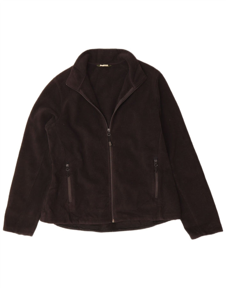 EDDIE BAUER Womens Fleece Jacket UK 14 Medium Black Polyester