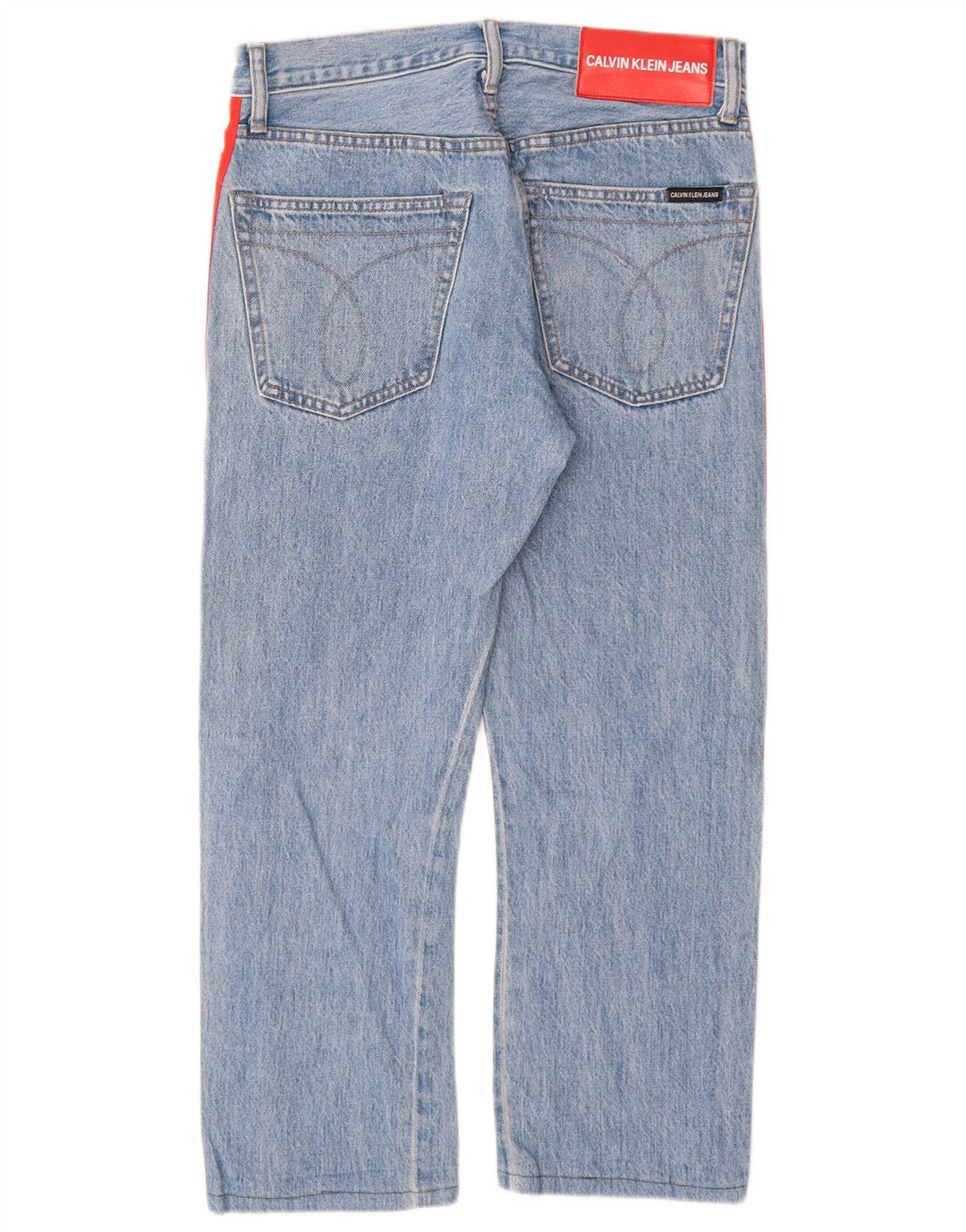 CALVIN KLEIN Ženske ravne traperice Graphic W29 L25 Plavi pamuk u boji