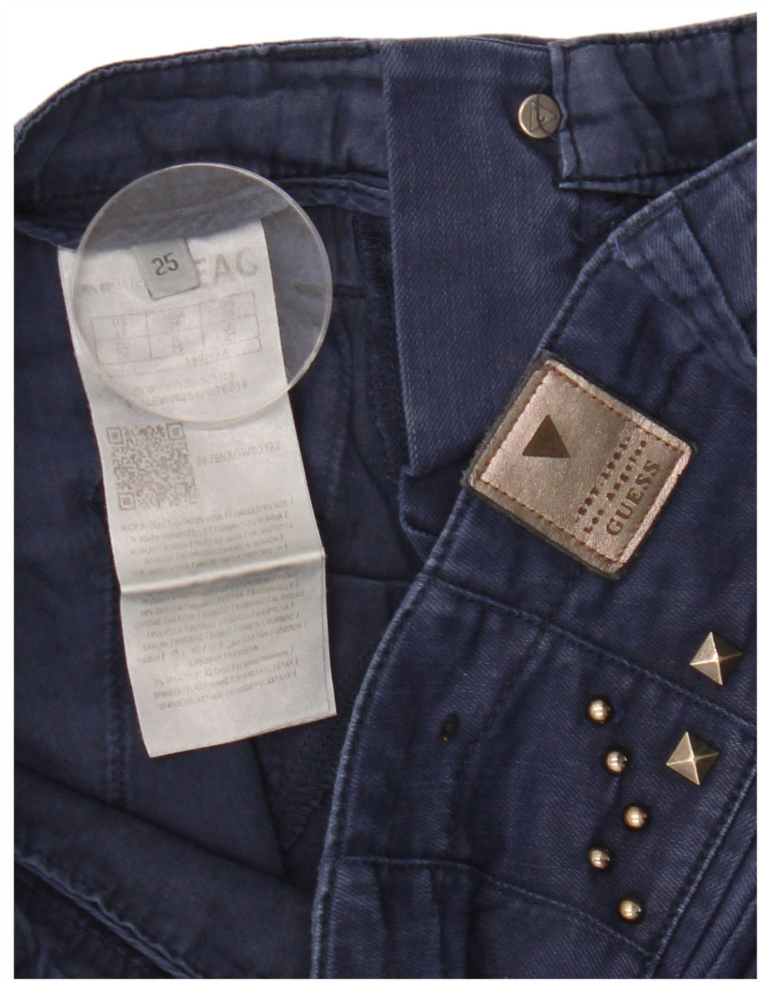 Ženske uske traperice GUESS W27 L28 tamnoplavi pamuk