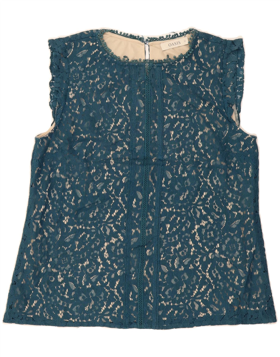 OASIS Womens Blouse Top UK 12 Medium Turquoise Floral Cotton Vintage Oasis and Second-Hand Oasis from Messina Hembry 