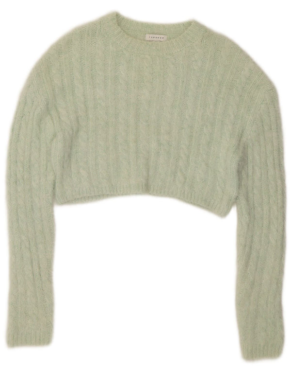 Topshop ženski pulover s okruglim izrezom UK 14 Srednje zeleni akril