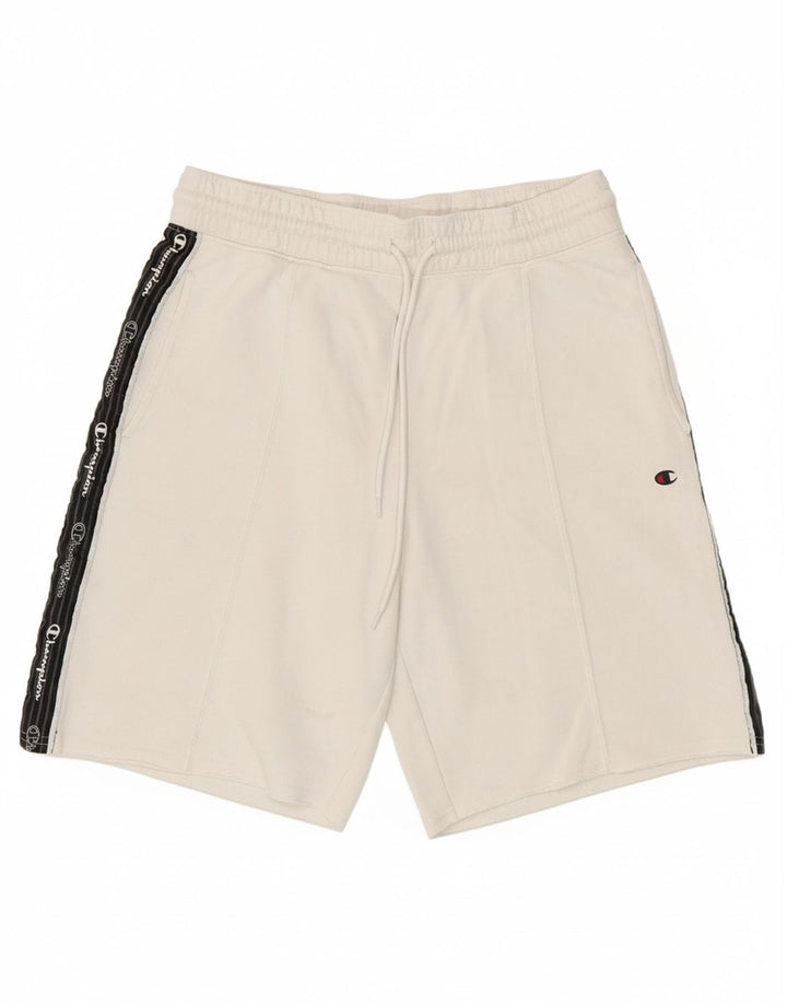 CHAMPION Mens Graphic Sport Shorts Small  White Cotton