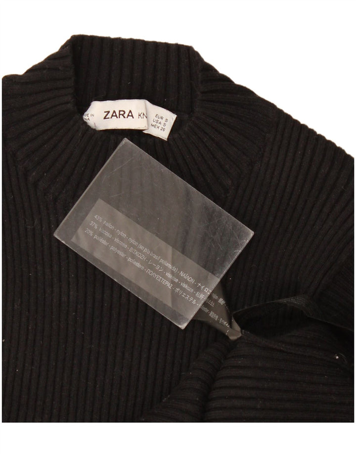 Zara ženski gornji dio pletene bluze UK 8 Mali crni najlon