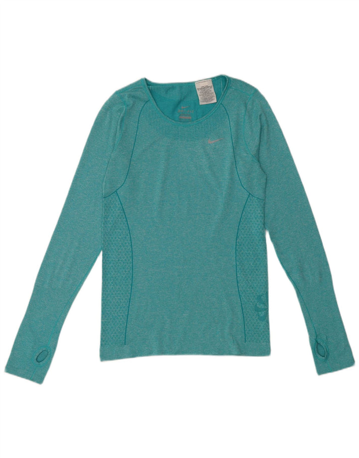 Nike Ženska Dri Fit majica dugih rukava UK 10 Mali zeleni pjegavi poliester