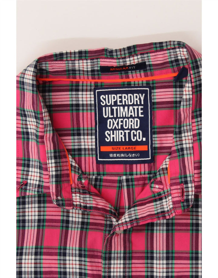 SUPERDRY muška flanelska košulja standardnog kroja, veliki ružičasti karirani pamuk
