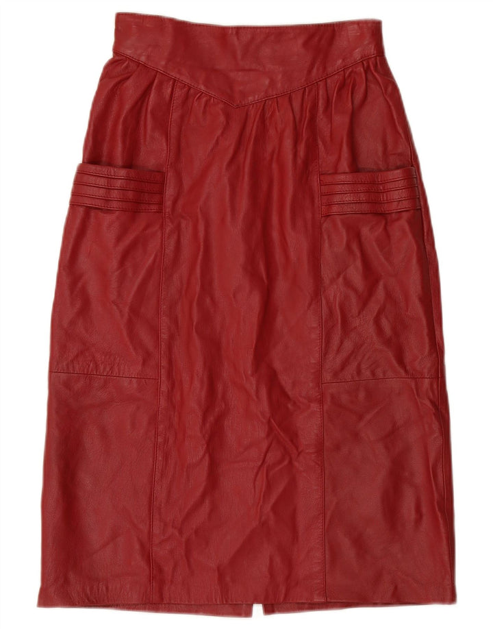 VINTAGE ženska kožna suknja visokog struka W24 XS Bordo