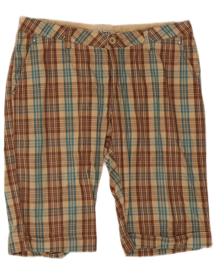 Dack's ženske chino kratke hlače IT 46 Large W32, smeđi karirani pamuk