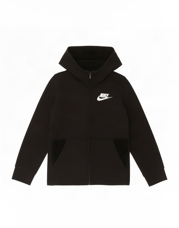 Nike Girls Zip Hoodie Sweater 10-11 Years Medium Black Cotton