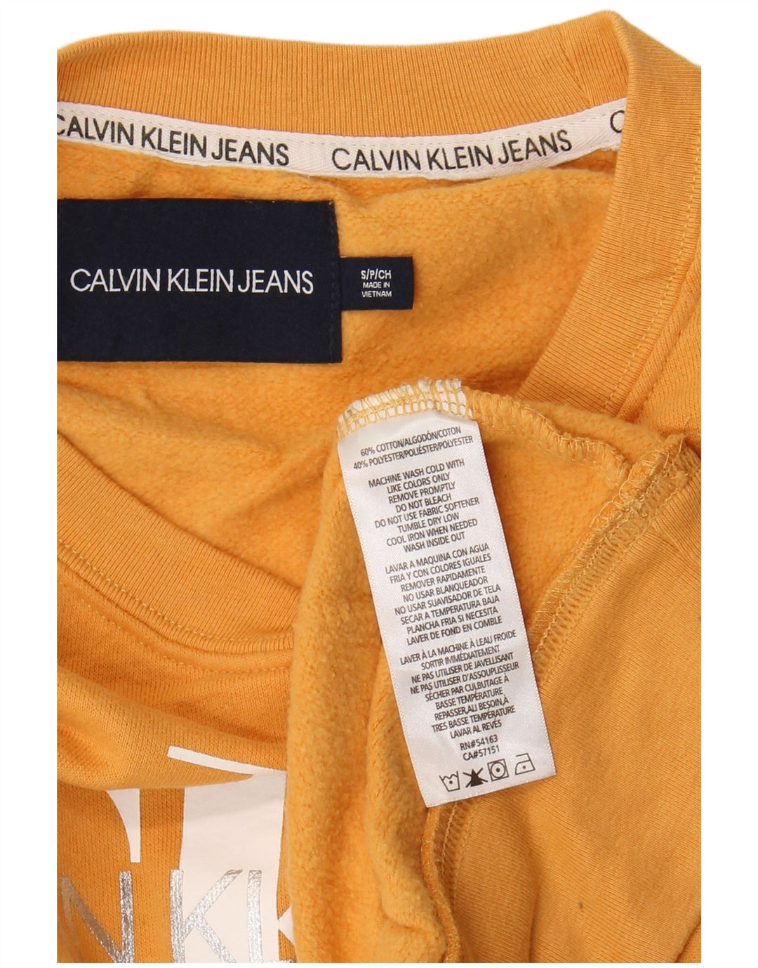 Calvin Klein Jeans Ženski preveliki džemper UK 10 Small Yellow