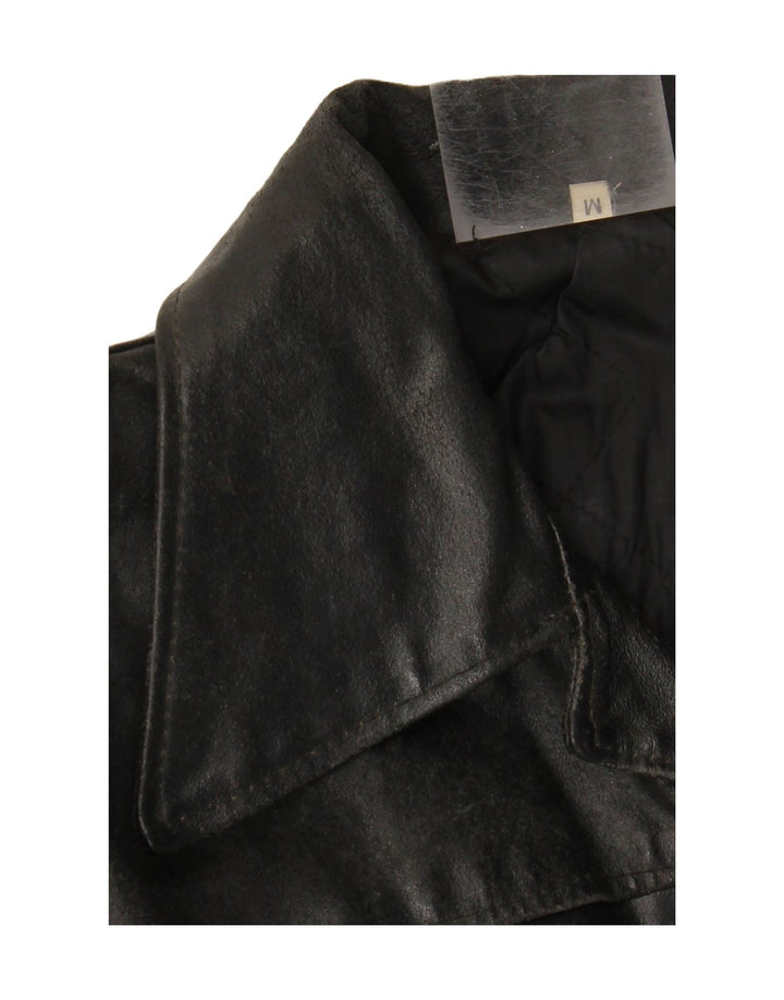 VINTAGE Womens Leather Jacket UK 14 Medium Black Leather Vintage Vintage and Second-Hand Vintage from Messina Hembry 