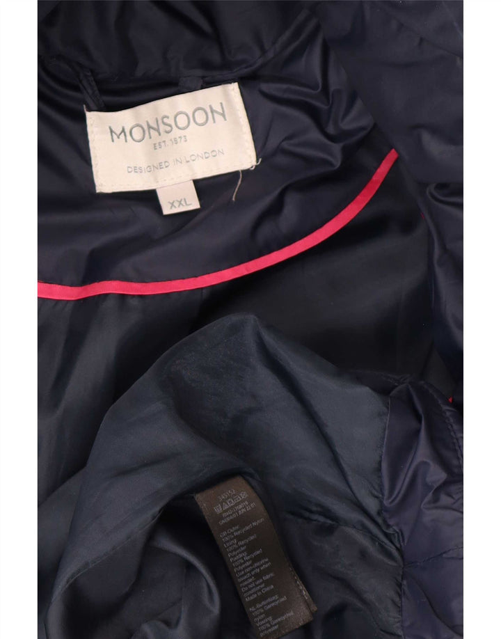 Monsoon ženski preveliki podstavljeni kaput s kapuljačom UK 22 2XL tamnoplavi poliester