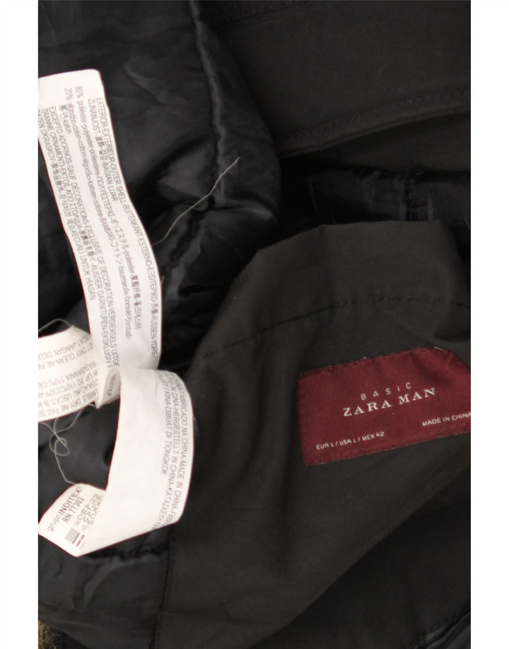 Zara muška parka jakna s kapuljačom UK 40 veliki crni pamuk