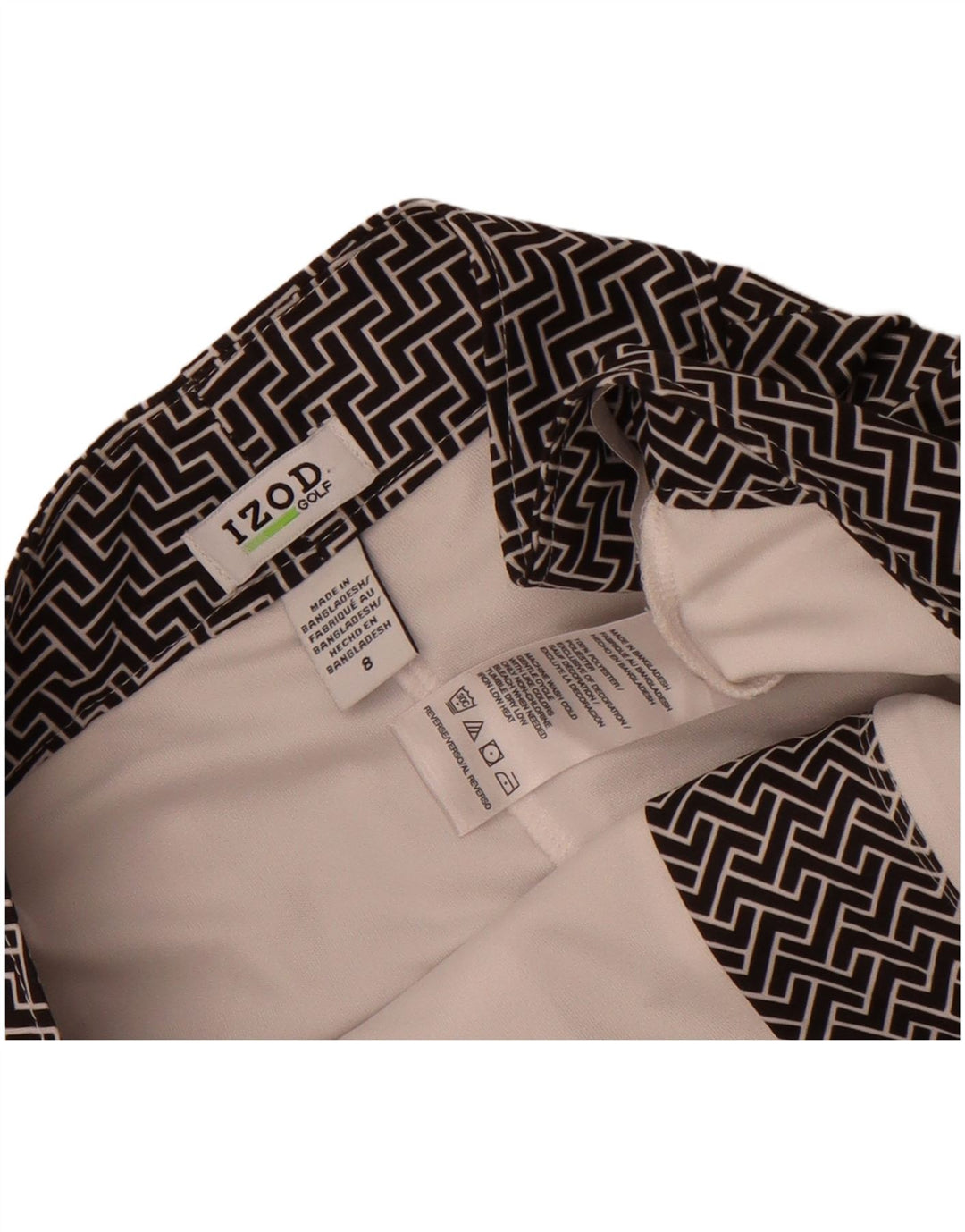 Izod ženska mini suknja za golf US 8 srednje veličine W32 crni geometrijski poliester