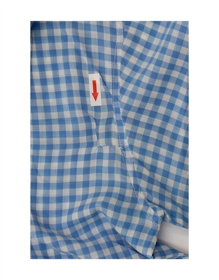 Vintage muška majica kratkih rukava, veliki plavi gingham poliester