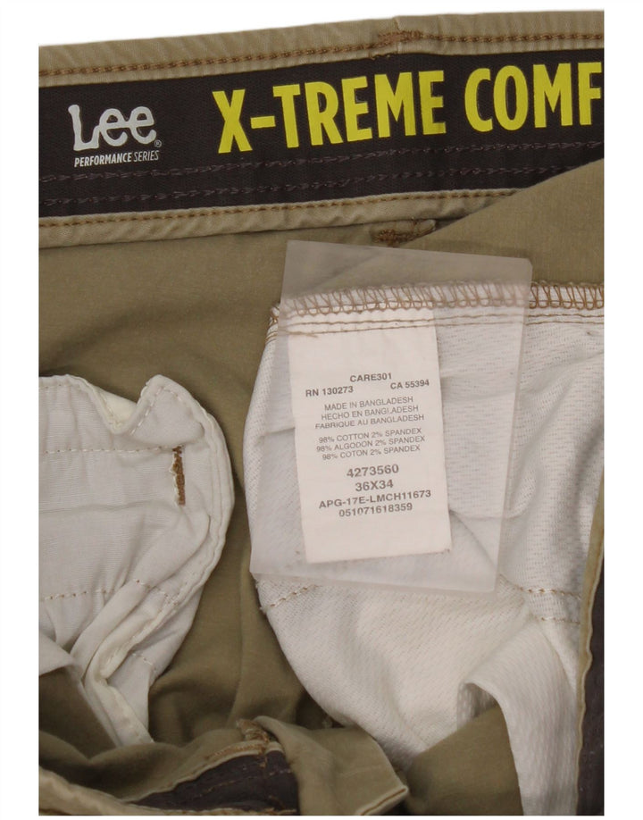 LEE muške X-treme Comfort ravne chino hlače W36 L34 bež pamuk