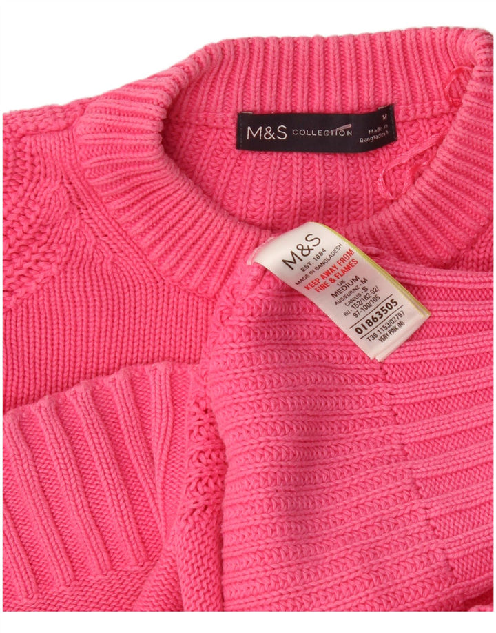 Marks & Spencer ženski pulover s okruglim izrezom UK 14 srednje ružičasta