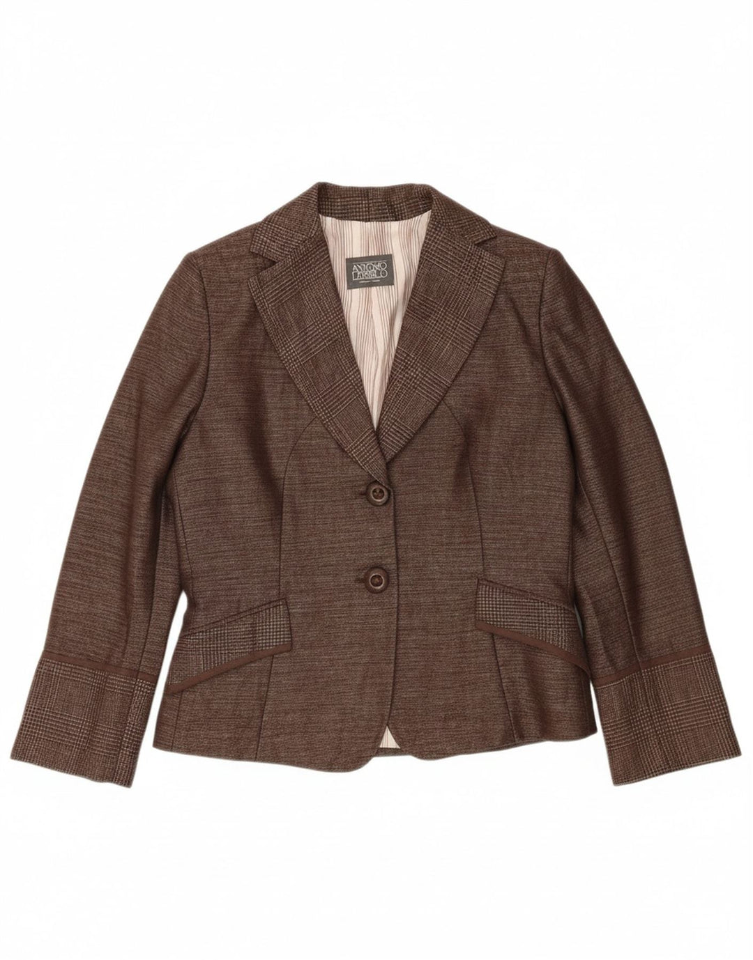 ANTONIO D'ERRICO Womens 2 Button Blazer Jacket UK 16 Large Brown Vintage Antonio D'errico and Second-Hand Antonio D'errico from Messina Hembry 