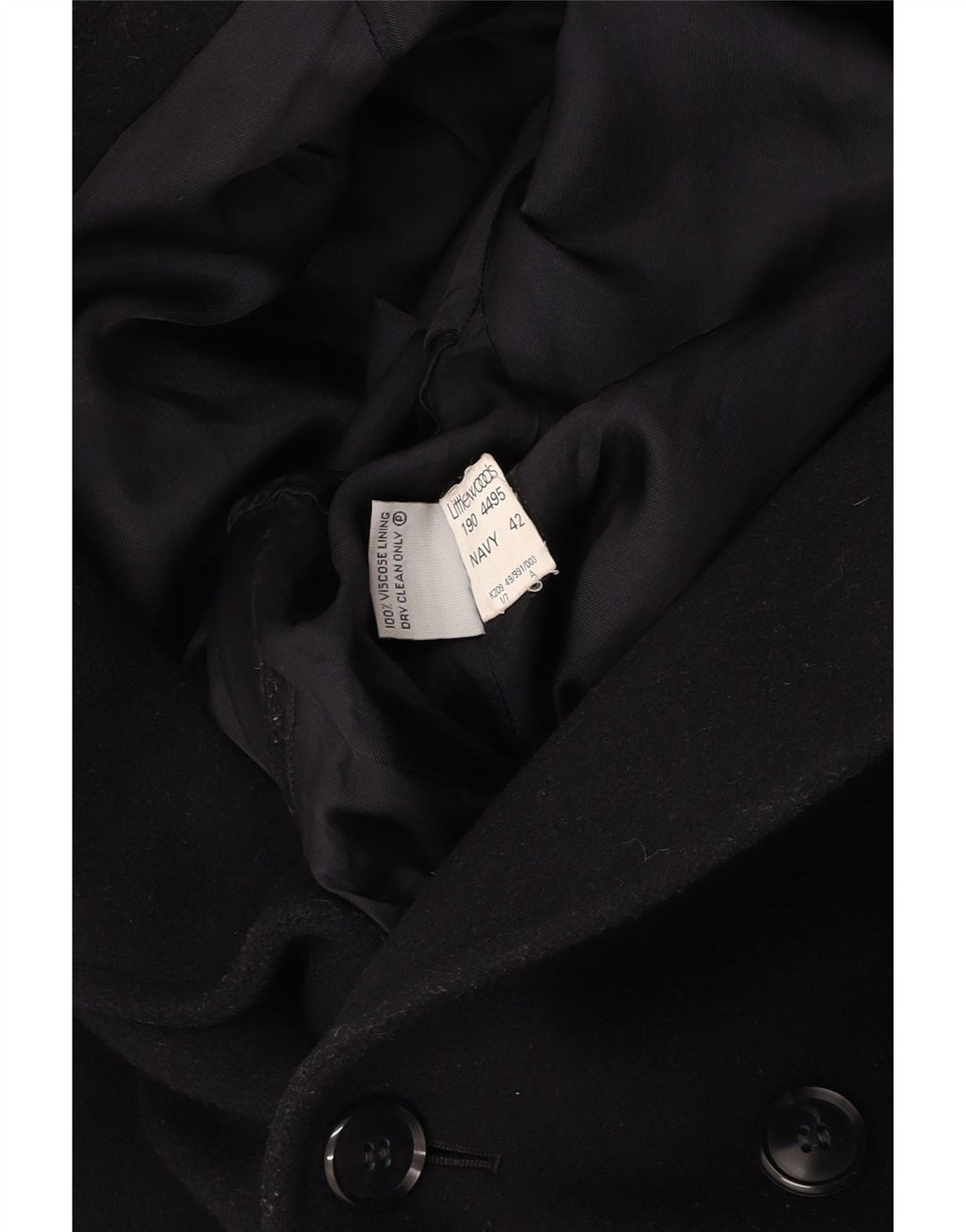 VINTAGE muški kaput s dvorednim kopčanjem UK 42 XL tamnoplava vuna