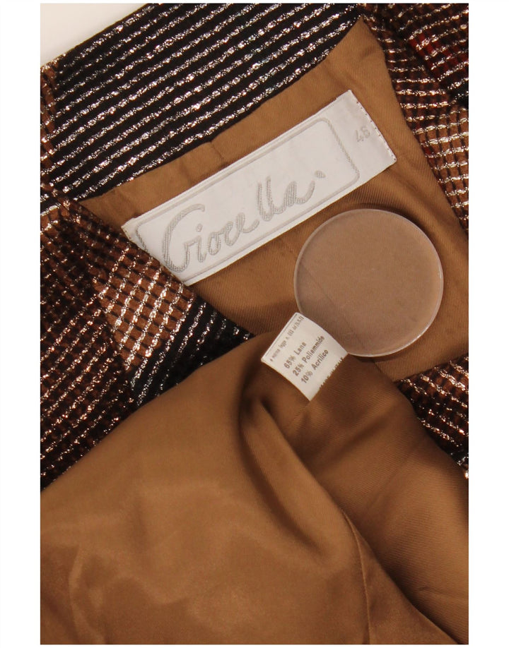 VINTAGE ženski sako s 1 gumbom IT 46 Veliki višebojni geometrijski