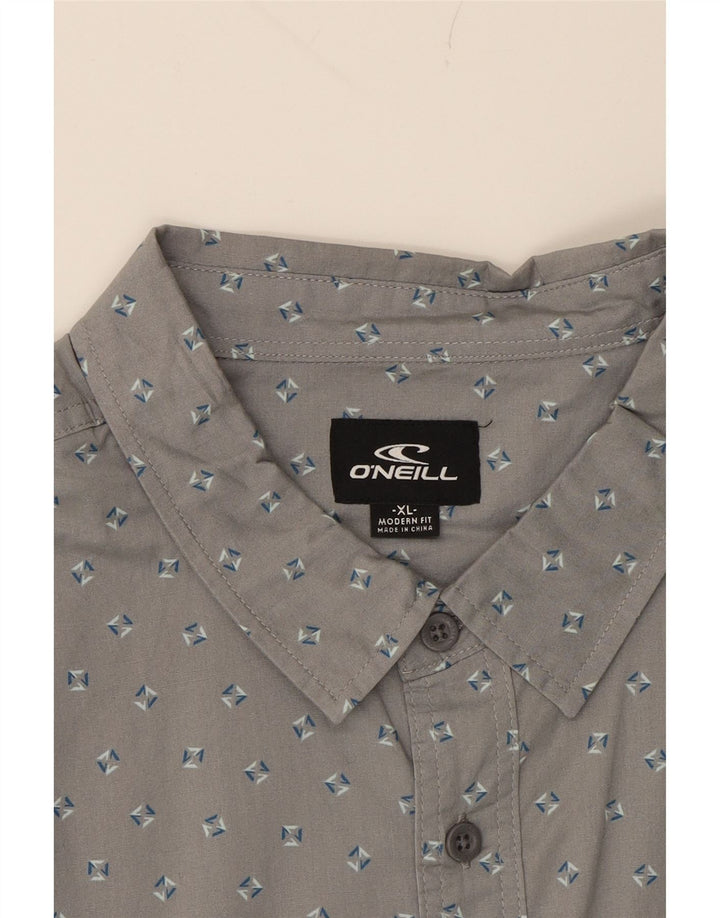 O'NEILL Mens Short Sleeve Shirt XL Grey Geometric Cotton Vintage O'Neill and Second-Hand O'Neill from Messina Hembry 
