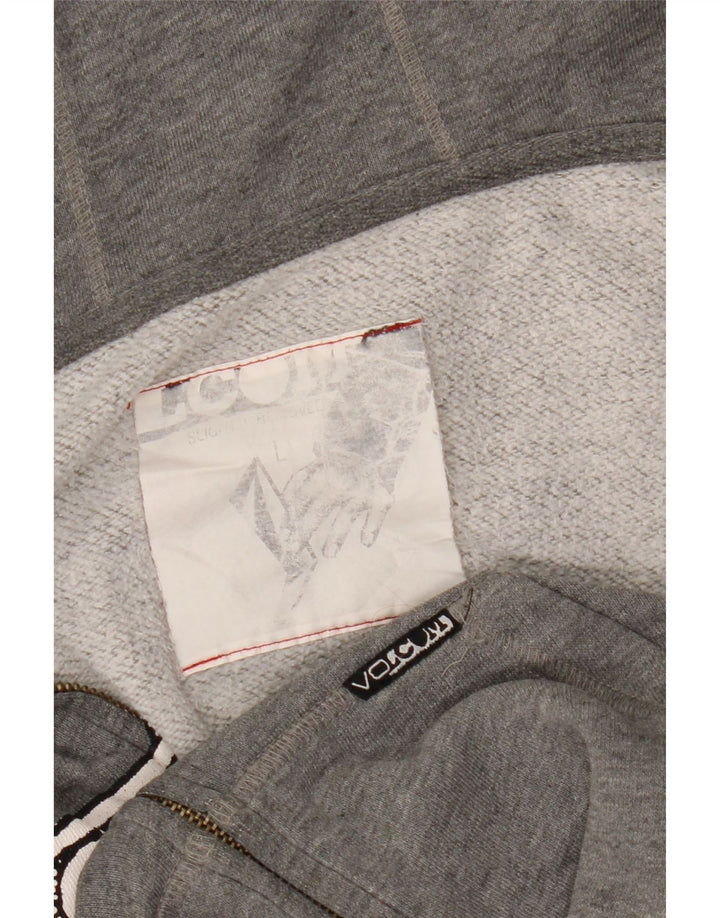 VOLCOM Ženska majica s kapuljačom s grafičkim patentnim zatvaračem UK 16 Large Grey