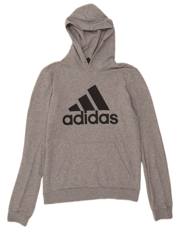 Adidas Mens Hoodie Jumper Medium Grey Cotton