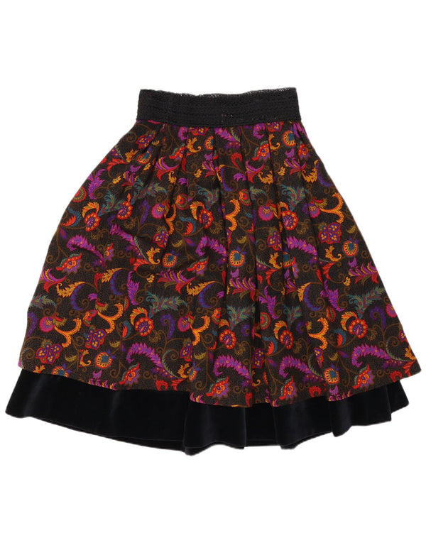 Vintage ženska višeslojna suknja W27 Mala raznobojna paisley vuna