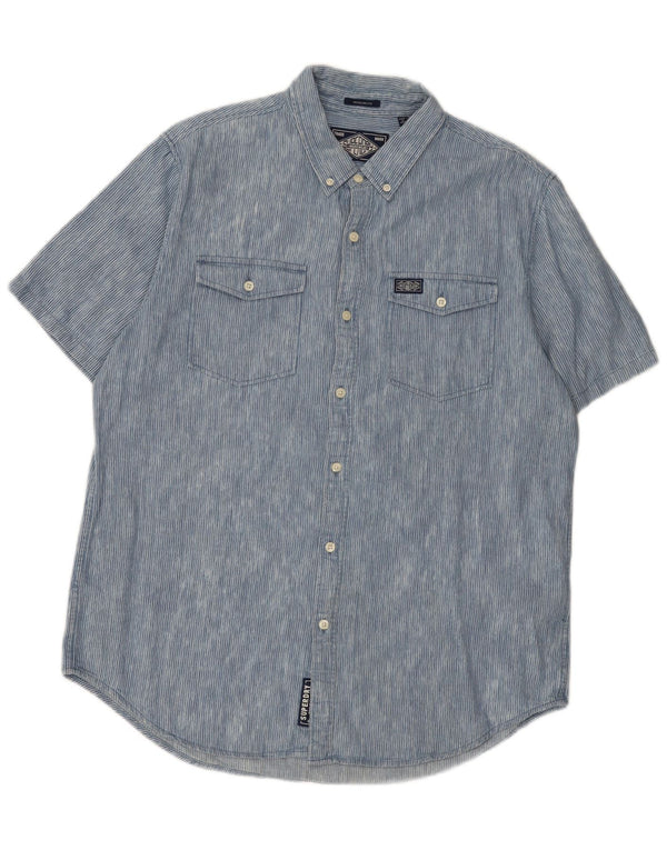 Superdry muška majica standardnog kroja kratkih rukava 2XL pamuk s plavim prugama