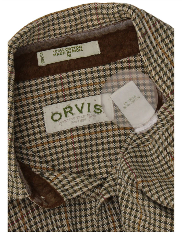 Orvis muška flanelska košulja Srednje zelena pamuk s ptičijim zubima