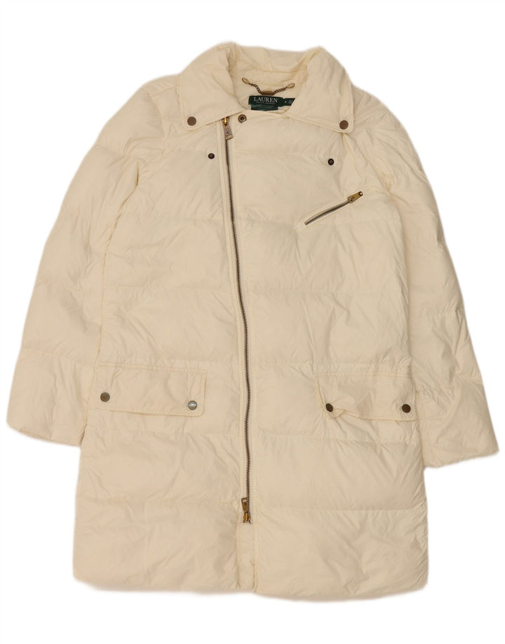 Ženski podstavljeni kaput Ralph Lauren UK 14 srednje bijele boje od najlona