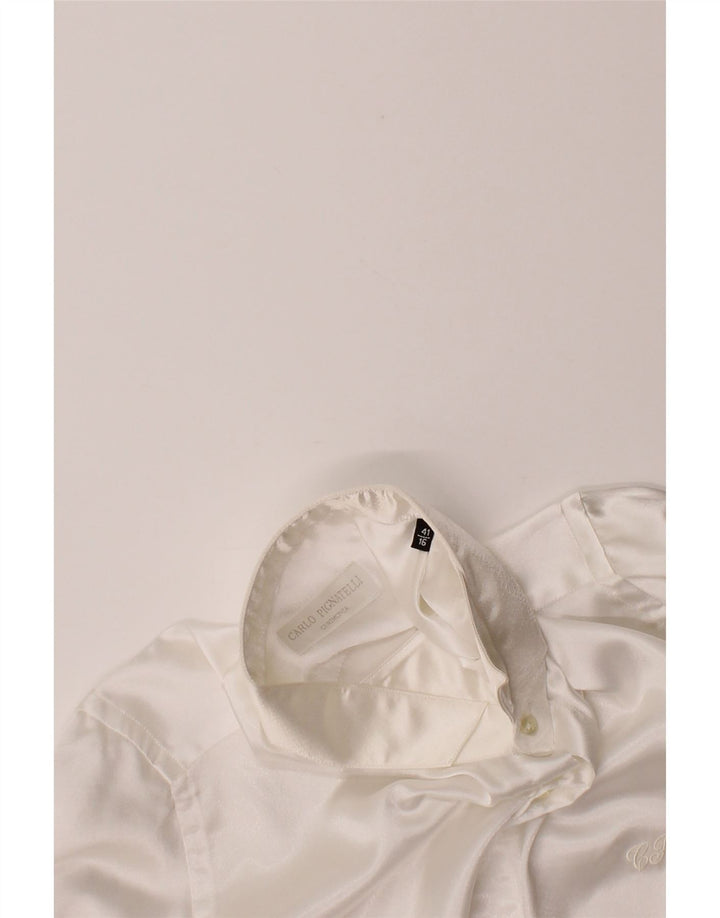 CARLO PIGNATELLI Mens Shirt Size 16 41 Large White Polyester Vintage Carlo Pignatelli and Second-Hand Carlo Pignatelli from Messina Hembry 