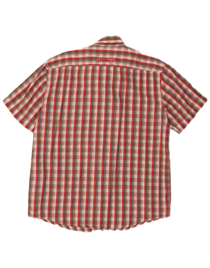 CAMEL ACTIVE Mens Short Sleeve Shirt Large Red Check Cotton