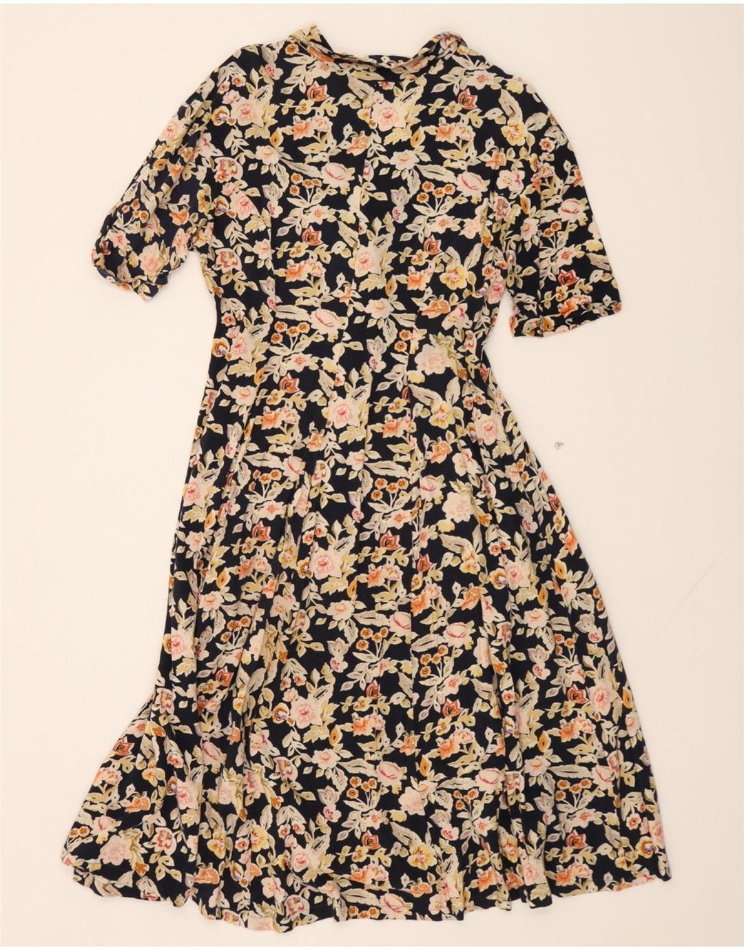 TOGETHER Womens Maxi Dress UK 12 Medium Navy Blue Floral Vintage Together and Second-Hand Together from Messina Hembry 