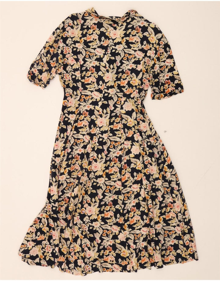 TOGETHER Womens Maxi Dress UK 12 Medium Navy Blue Floral Vintage Together and Second-Hand Together from Messina Hembry 