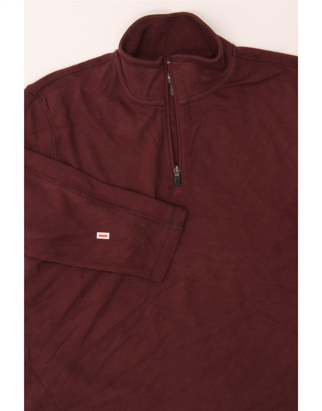 EDDIE BAUER Mens Zip Neck Sweatshirt Jumper Large Maroon Cotton Vintage Eddie Bauer and Second-Hand Eddie Bauer from Messina Hembry 