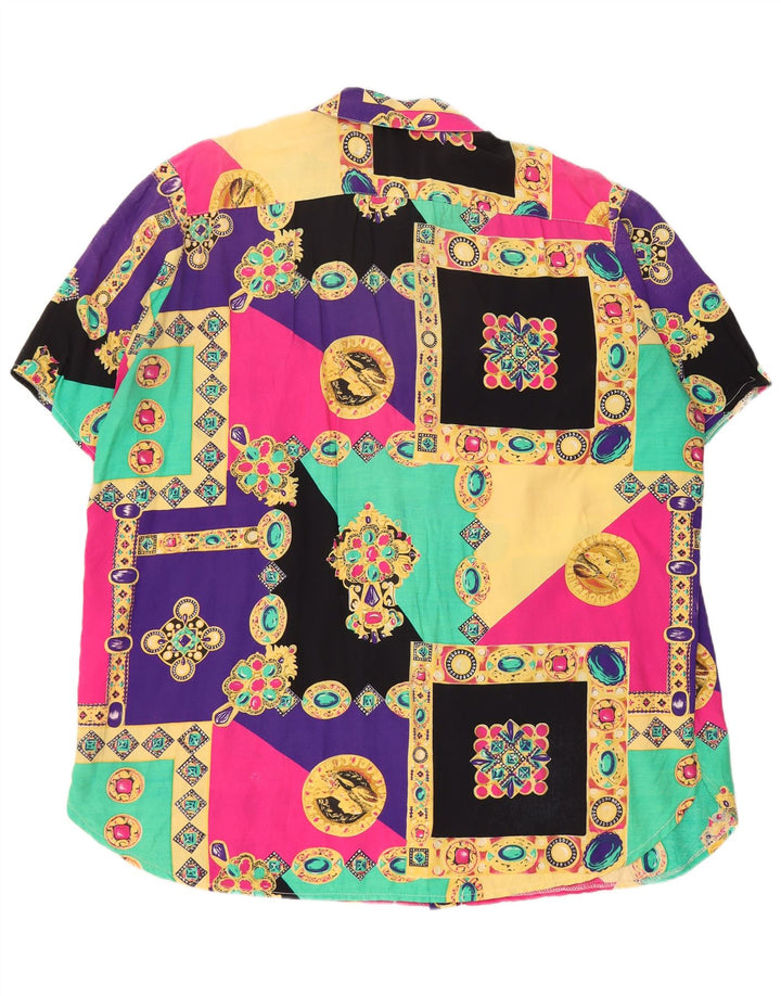 Vintage ženska košulja kratkih rukava bluza UK 20 2XL Raznobojni patchwork