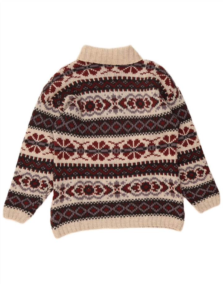 Vintage muški džemper s rol izrezom srednje raznobojne Fair Isle vune