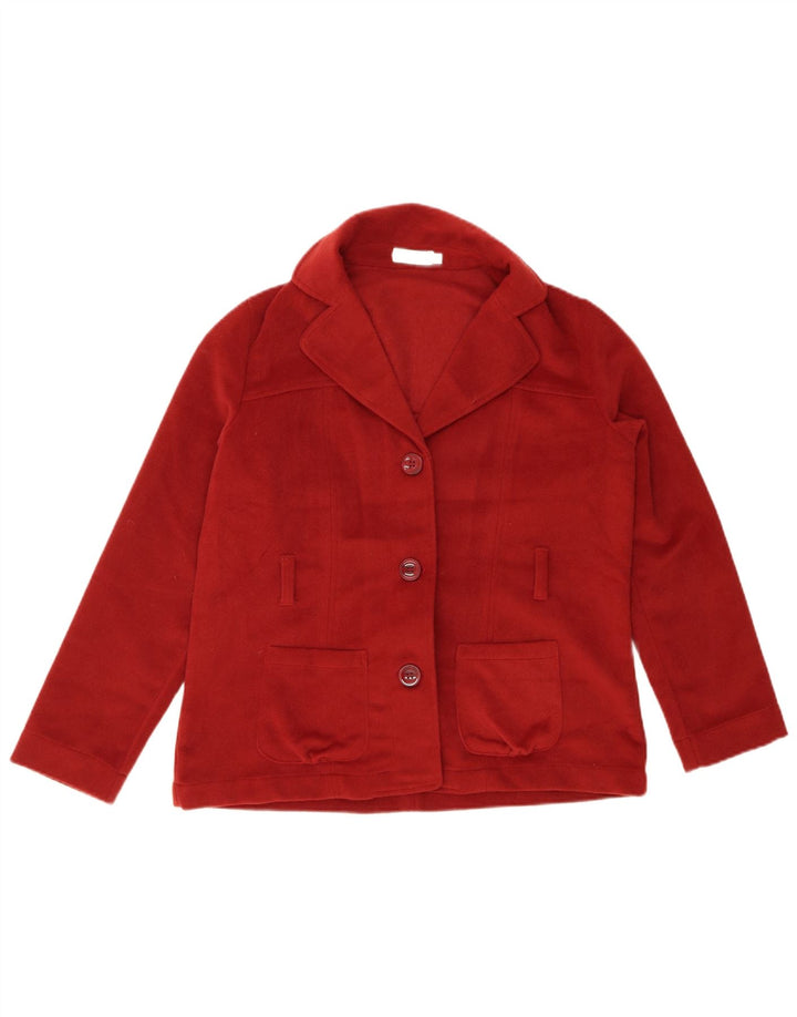 VINTAGE Womens 3 Button Blazer Jacket UK 14 Medium Red Polyester
