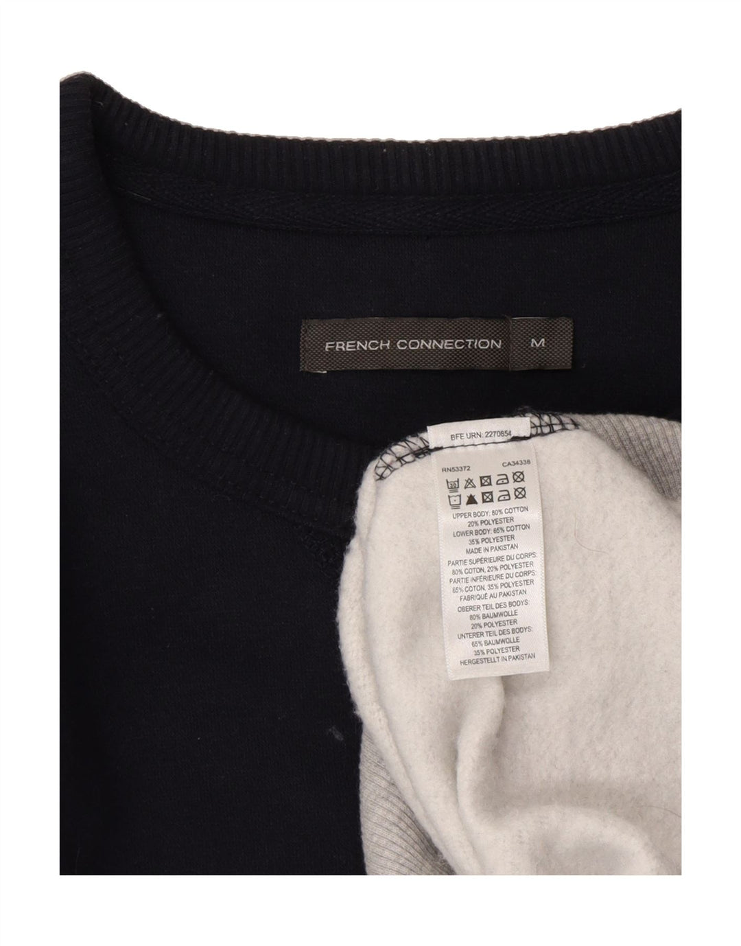 FRENCH CONNECTION Mens Sweatshirt Jumper Medium Navy Blue Colourblock Vintage French Connection and Second-Hand French Connection from Messina Hembry 