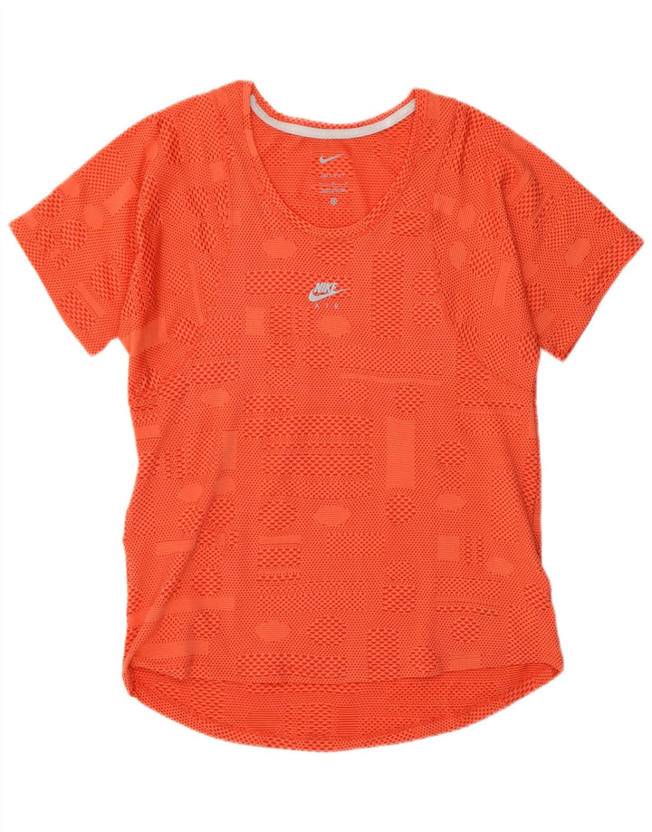 Nike Ženska Dri Fit majica kratkih rukava UK 12 Medium Orange Geometric Polyester